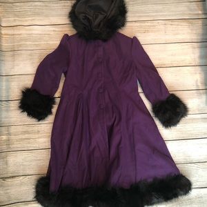 NWT Hell Bunny Purple Elvira Coat with fur trim